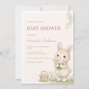 Süßes kleines Häschen Florales Babyshower Einladung