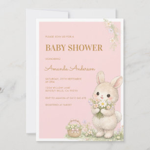 Süßes kleines Häschen Florales Babyshower Einladung