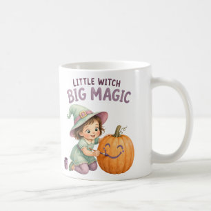 Süßes kleines Hexenmädchen malt Kürbis Halloween Kaffeetasse