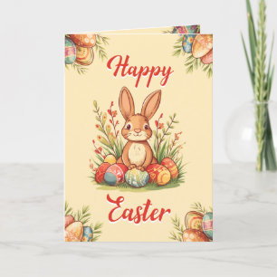 Süßes kleines Kaninchen Frohe Ostern Grußkarte Feiertagskarte