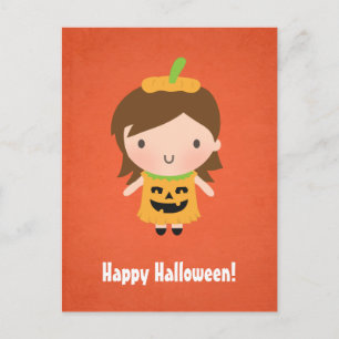 Süßes kleines Kürbismädchen Kinder Halloween Postkarte