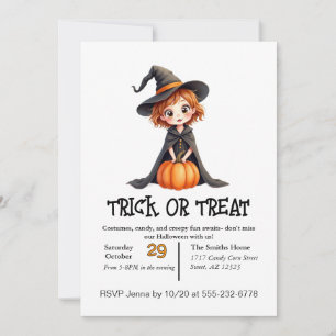Süßes kleines Mädchen beim Trick-or-Treaten  Einladung