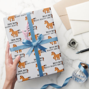 Süßes kleines Pferd mit individuellem Namen zum Ge Geschenkpapier
