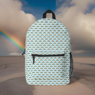 Süßes kleines Regenbogenmuster auf blauem Himmel Bedruckter Rucksack