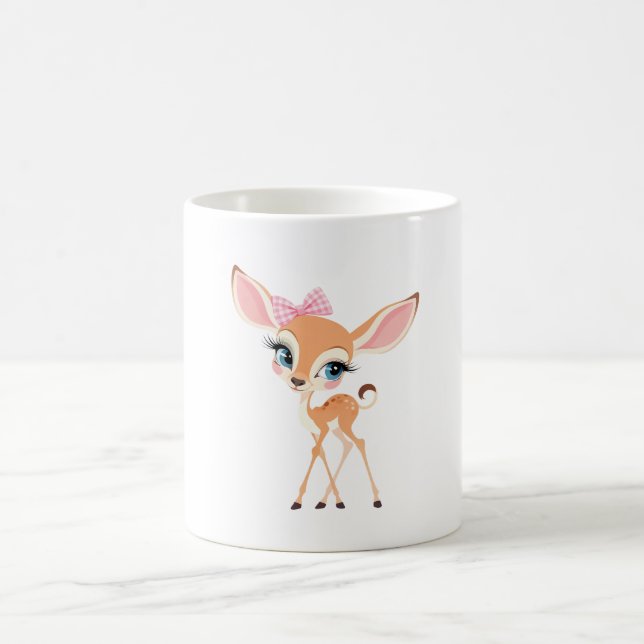 Süßes kleines Rehkitz mit rosa Schleife Kaffeetasse (Mittel)