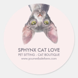 Süßes kleines rosa kanadisches Sphynx-Katzen-Auto Runder Aufkleber