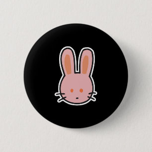 süßes kleines rosa Kaninchengesicht Button