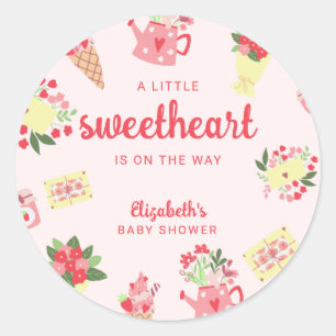 Süßes kleines Schatz auf dem Weg Baby Shower pink Runder Aufkleber