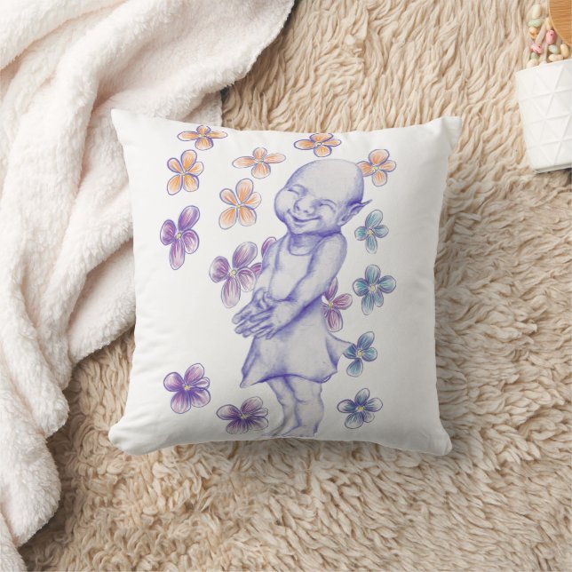 Süßes kleines schüchternes Elf-Mädchen Kissen (Decke)