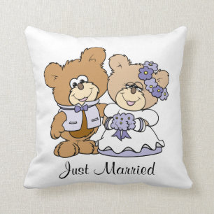 Süßes kleines Teddybär-Hochzeitspaar Kissen