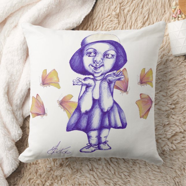 Süßes kleines witziges Mädchen  Kissen (Decke)