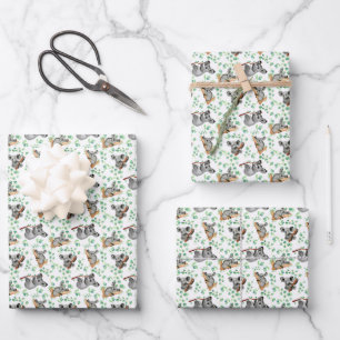 Süßes Koala-Bär-Eukalyptusblätter-Babygeschenk Geschenkpapier Set