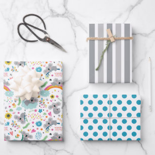 Süßes Koala-Bärchen-Geschenkpapier-Set aus 3 Geschenkpapier Set