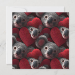 Süßes Koala und rotes Herz nahtloses Muster Karte