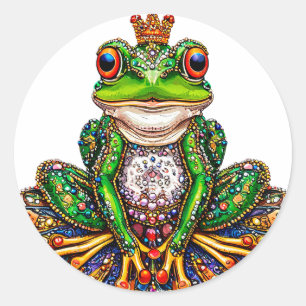 Süßes königliches Cartoon-Spaß-Froschliebhaber-Ges Runder Aufkleber