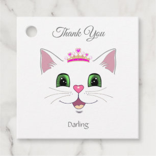 Süßes königliches Katzengesicht mit Krone Danke Geschenkanhänger