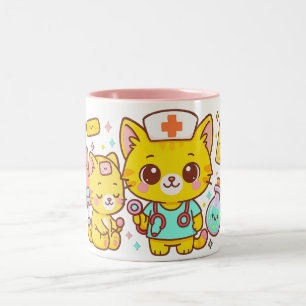 Süßes Krankenpfleger-Katzen-Duo Zweifarbige Tasse