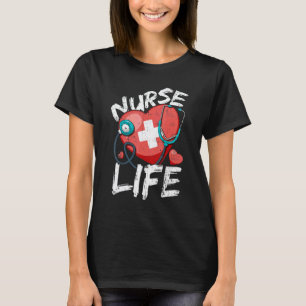Süßes Krankenpfleger Leben Herz Stethoskop Pflege T-Shirt