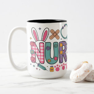 Süßes Krankenpfleger-Leben mit medizinischen Icons Zweifarbige Tasse