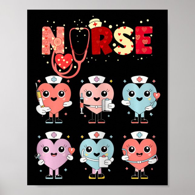 Süßes Krankenschwester-Herzen-Valentinstag-Design  Poster (Vorne)