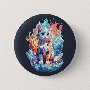Süßes Kristall-Fantasie-Katzendesign Button