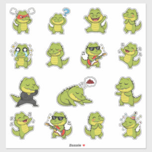Süßes Krokodil-Emoji-Sticker-Pack Aufkleber