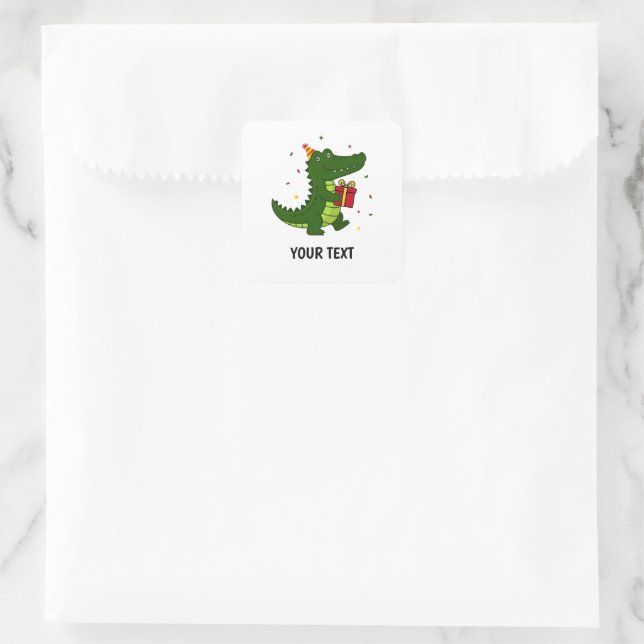 Süßes Krokodil-Geschenk Quadratischer Aufkleber (Tasche)