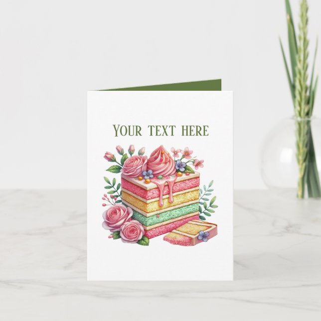 Süßes Kuchenscheibe individuell anpassbare Bäckere Karte (Vorderseite)