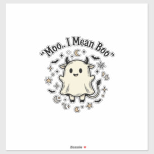 Süßes Kuh-Gespenst Halloween Moo Boo Vintage Desig Aufkleber