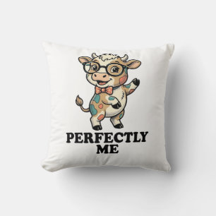Süßes Kuh-Shirt Mit Brille Perfekte Vibes Kissen
