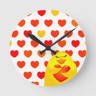 Süßes Küken in Liebe Runde Wanduhr