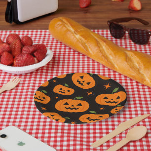 Süßes Kürbis-Halloween-Spooky-Muster Pappteller