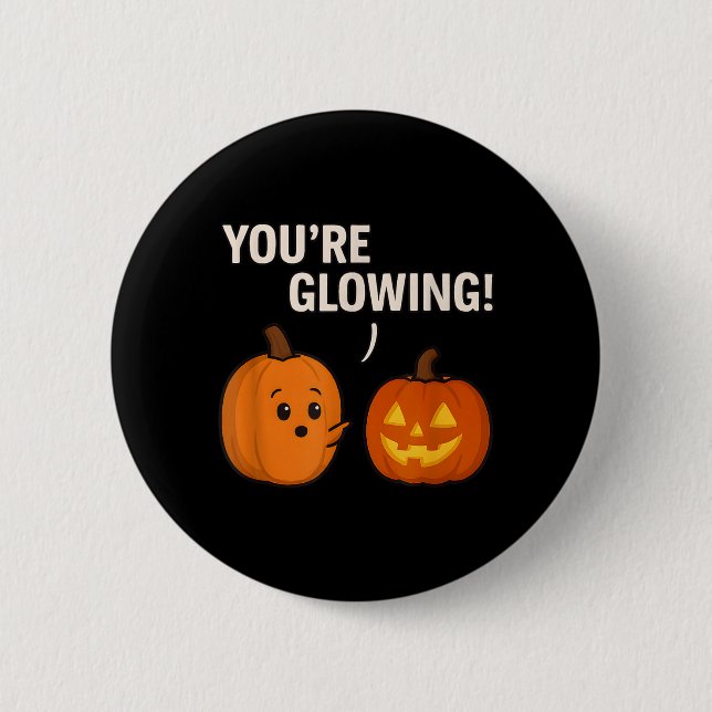 Süßes Kürbis-Kompliment _ Leuchtendes Halloween-De Button (Vorderseite)