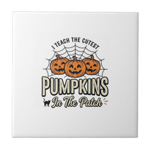 Süßes Kürbis-Lehrer-Halloween-Design_1 Fliese