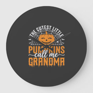 Süßes Kürbis-Oma-Halloween-Design_1 Große Wanduhr