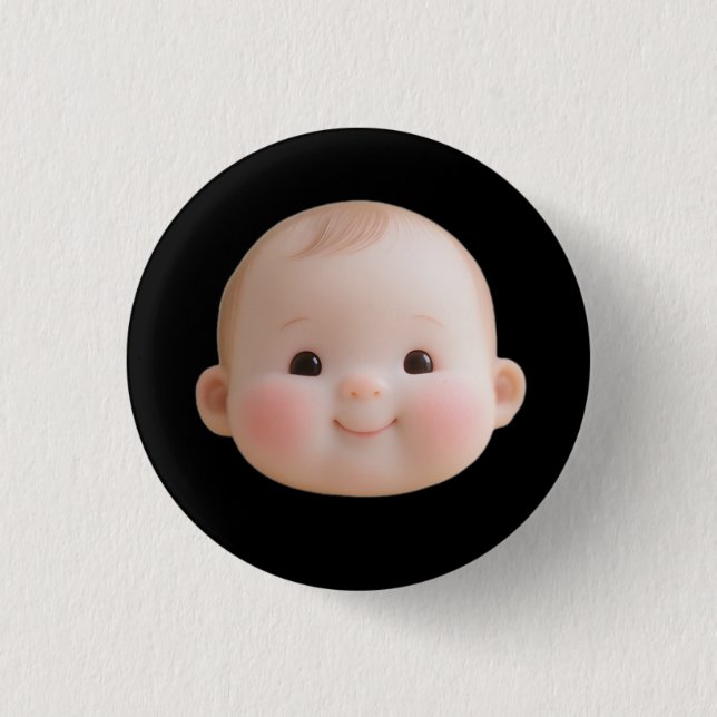 Süßes lächelndes Babygesicht Rund Button Abzeichen (Vorderseite)