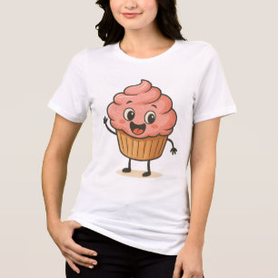 Süßes lächelndes Cupcake T-Shirt – Lustiges Kawaii Tri-Blend Shirt