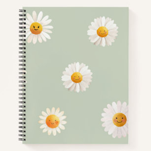 Süßes lächelndes Gänseblümchen-Muster Fröhliche Bl Notizbuch