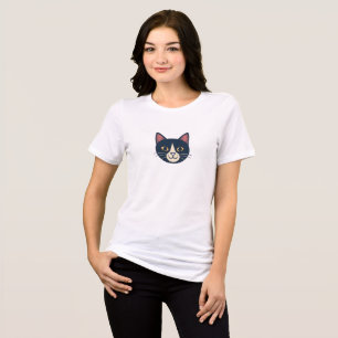 Süßes lächelndes Katzengesicht Minimale Damen-T-Sh Tri-Blend Shirt