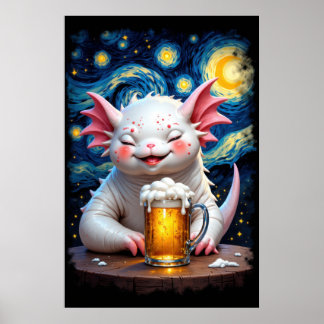 Süßes lächelndes Monster mit einem Bierkrug und St Poster