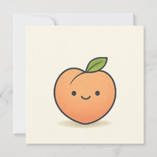 Süßes lächelndes Pfirsichgesicht – Kawaii-Frucht Feiertagskarte
