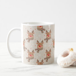 Süßes lächelndes Rentier-Weihnachtsmuster Kaffeetasse