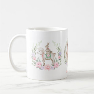 Süßes Lamm & Bunny Rabbit Frühlingsfloral Oster Kaffeetasse