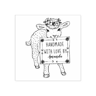 Süßes Lamm-Schild mit individuellem Namen handgefe Gummistempel