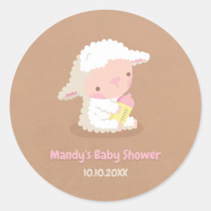 Süßes Lamm und Fläschchen Baby Shower Dekoration Runder Aufkleber
