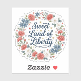 Süßes Land der Freiheit Vintage-Blumen Patriotisch Aufkleber