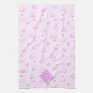 Süßes Landgans-Toile-Muster-Monogramm Geschirrtuch