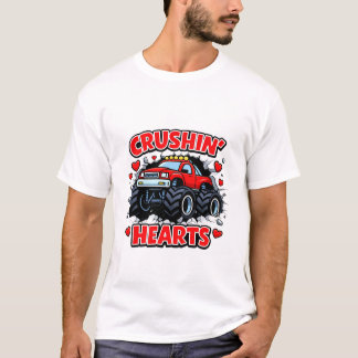Süßes Lastwagen-Design zum Zerquetschen von Herzen T-Shirt