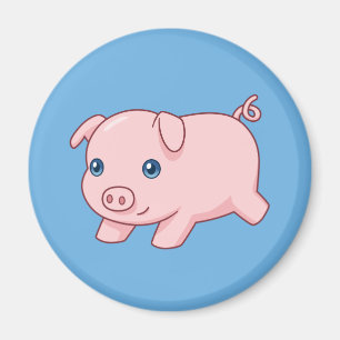 Süßes laufendes Ferkel auf Blau Magnet