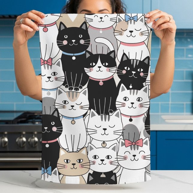 Süßes, launisches Katzenmuster Geschirrtuch (Von Creator hochgeladen)
